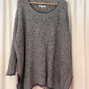 CAbi Black and Gray Crew Neck Sweater